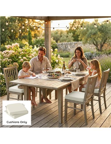 Outsunny Outdoor Chair Seat Cushions Set of 2, Garden Chair Cushions with 7cm Thick Foam & Ties, Cream White