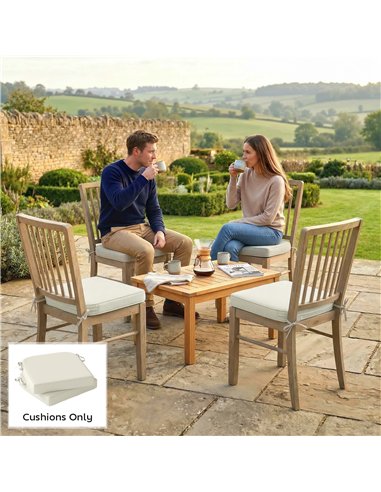 Outsunny Outdoor Chair Seat Cushions Set of 2, Garden Chair Cushions with 7cm Thick Foam & Ties, Cream White