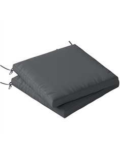 Outsunny Outdoor Seat Cushions Set of 2 with Ties, Waterproof Garden Seat Pads, Dark Grey