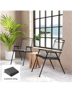 Outsunny Outdoor Seat Cushions Set of 2 with Ties, Waterproof Garden Seat Pads, Dark Grey 2