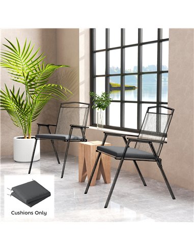 Outsunny Outdoor Seat Cushions Set of 2 with Ties, Waterproof Garden Seat Pads, Dark Grey