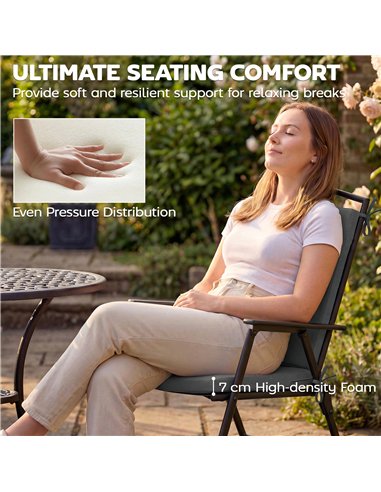 Outsunny Outdoor Seat Cushions Set of 2 with Ties, Waterproof Garden Seat Pads, Dark Grey