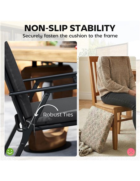 Outsunny Outdoor Seat Cushions Set of 2 with Ties, Waterproof Garden Seat Pads, Dark Grey - pic 196914 | FastDaddyshop