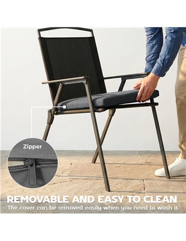 Outsunny Outdoor Seat Cushions Set of 2 with Ties, Waterproof Garden Seat Pads, Dark Grey