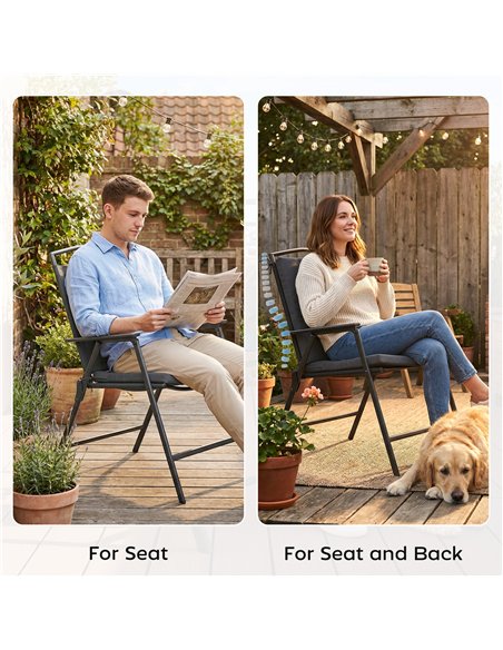 Outsunny Outdoor Seat Cushions Set of 2 with Ties, Waterproof Garden Seat Pads, Dark Grey - pic 196916 | FastDaddyshop