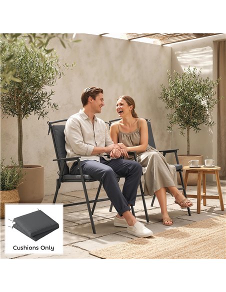 Outsunny Outdoor Seat Cushions Set of 2 with Ties, Waterproof Garden Seat Pads, Dark Grey - pic 196917 | FastDaddyshop
