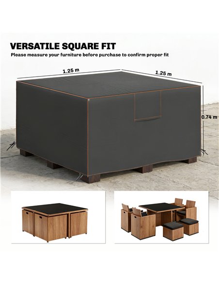 Outsunny Garden Furniture Cover, Waterproof Patio Furniture Cover with Air Vent, 420D Oxford Fabric, 125 x 125 x 74 cm, Black - pic 196920 | FastDaddyshop