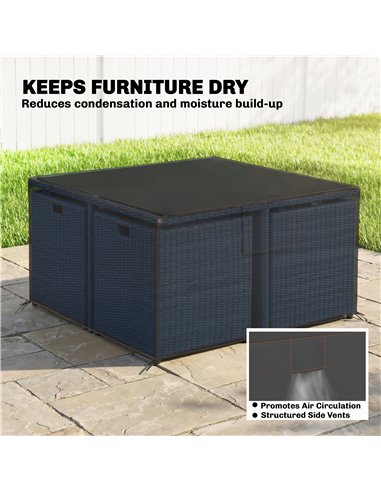 Outsunny Garden Furniture Cover, Waterproof Patio Furniture Cover with Air Vent, 420D Oxford Fabric, 125 x 125 x 74 cm, Black