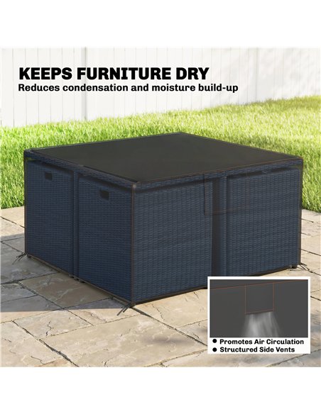 Outsunny Garden Furniture Cover, Waterproof Patio Furniture Cover with Air Vent, 420D Oxford Fabric, 125 x 125 x 74 cm, Black - pic 196923 | FastDaddyshop