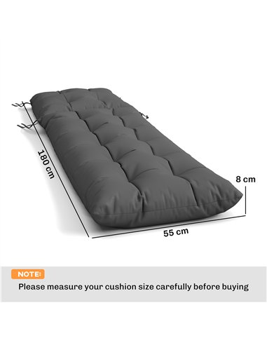 Outsunny Sun Lounger Cushions Only, Garden Lounge Chair Cushions Set of 2, Sunbed Replacement Pads with 4 Ties, Dark Grey