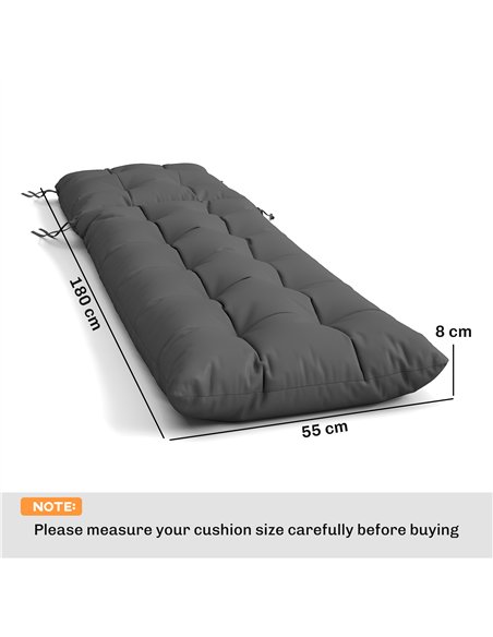 Outsunny Sun Lounger Cushions Only, Garden Lounge Chair Cushions Set of 2, Sunbed Replacement Pads with 4 Ties, Dark Grey - pic 196929 | FastDaddyshop