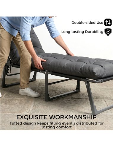 Outsunny Sun Lounger Cushions Only, Garden Lounge Chair Cushions Set of 2, Sunbed Replacement Pads with 4 Ties, Dark Grey