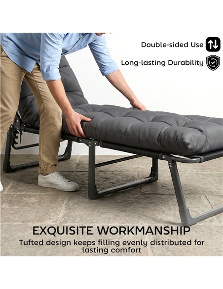 Outsunny Sun Lounger Cushions Only, Garden Lounge Chair Cushions Set of 2, Sunbed Replacement Pads with 4 Ties, Dark Grey - pic 196933 | FastDaddyshop