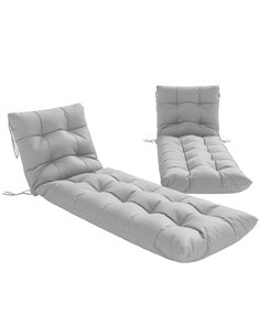 Outsunny Sun Lounger Cushions Only, Garden Lounge Chair Cushions Set of 2, Sunbed Replacement Pads with 4 Ties, Light Grey