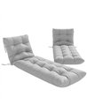Outsunny Sun Lounger Cushions Only, Garden Lounge Chair Cushions Set of 2, Sunbed Replacement Pads with 4 Ties, Light Grey