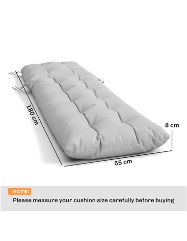 Outsunny Sun Lounger Cushions Only, Garden Lounge Chair Cushions Set of 2, Sunbed Replacement Pads with 4 Ties, Light Grey