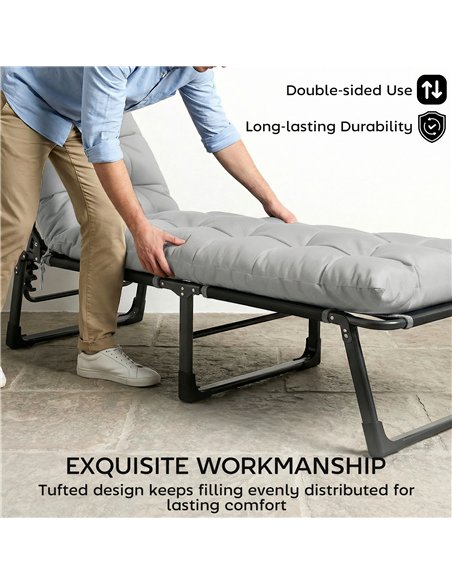 Outsunny Sun Lounger Cushions Only, Garden Lounge Chair Cushions Set of 2, Sunbed Replacement Pads with 4 Ties, Light Grey - pic 196942 | FastDaddyshop