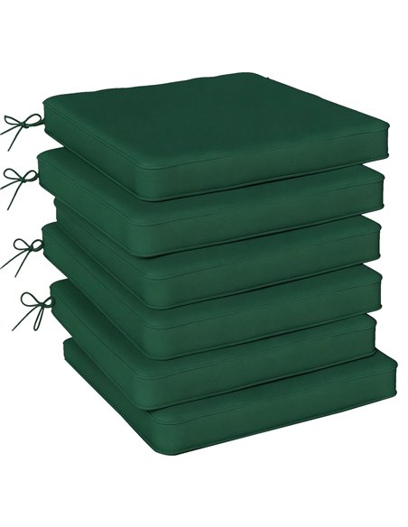 Outsunny Set of 6 Chair Cushion Seat Pads Dining Chair w/ Straps, Indoor Outdoor Removable Tie On Garden Patio, Green - pic 196945 | FastDaddyshop
