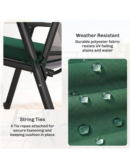 Outsunny Set of 6 Chair Cushion Seat Pads Dining Chair w/ Straps, Indoor Outdoor Removable Tie On Garden Patio, Green - pic 196949 | FastDaddyshop