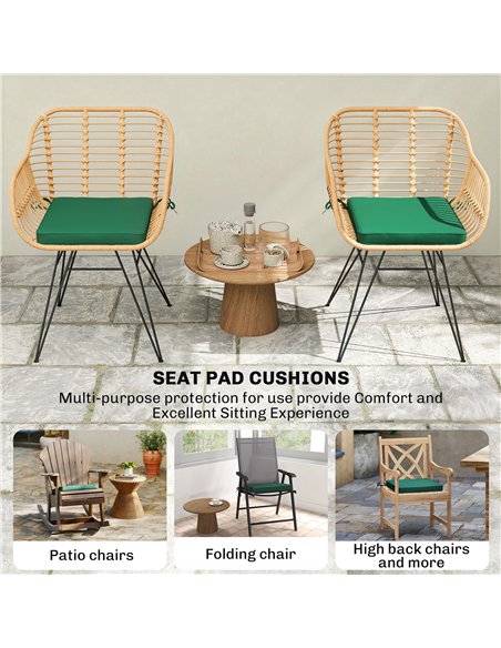 Outsunny Set of 6 Chair Cushion Seat Pads Dining Chair w/ Straps, Indoor Outdoor Removable Tie On Garden Patio, Green - pic 196950 | FastDaddyshop