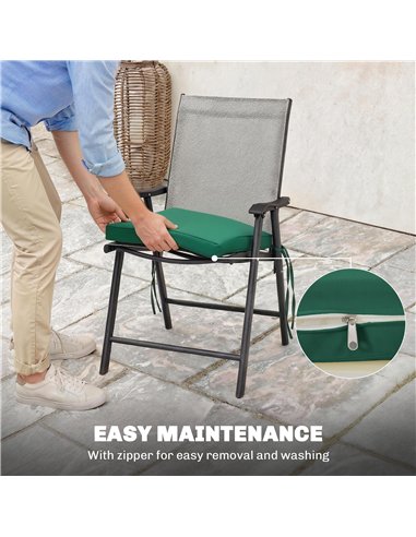 Outsunny Set of 6 Chair Cushion Seat Pads Dining Chair w/ Straps, Indoor Outdoor Removable Tie On Garden Patio, Green