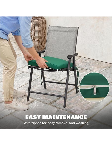 Outsunny Set of 6 Chair Cushion Seat Pads Dining Chair w/ Straps, Indoor Outdoor Removable Tie On Garden Patio, Green - pic 196951 | FastDaddyshop