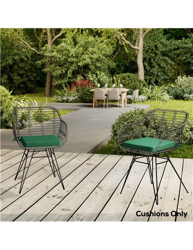 Outsunny Set of 6 Chair Cushion Seat Pads Dining Chair w/ Straps, Indoor Outdoor Removable Tie On Garden Patio, Green