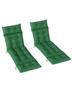Outsunny Set of Two 190 x 56cm Sun Lounger Cushions - Green