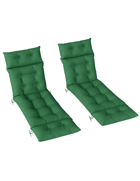 Outsunny Set of Two 190 x 56cm Sun Lounger Cushions - Green - pic 196954 | FastDaddyshop