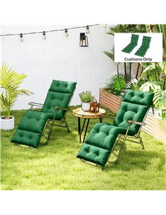 Outsunny Set of Two 190 x 56cm Sun Lounger Cushions - Green 2
