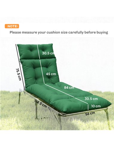 Outsunny Set of Two 190 x 56cm Sun Lounger Cushions - Green