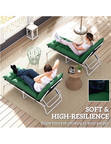 Outsunny Set of Two 190 x 56cm Sun Lounger Cushions - Green