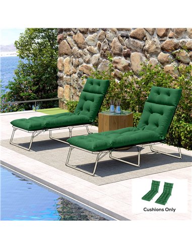 Outsunny Set of Two 190 x 56cm Sun Lounger Cushions - Green