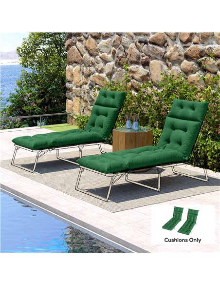 Outsunny Set of Two 190 x 56cm Sun Lounger Cushions - Green - pic 196961 | FastDaddyshop