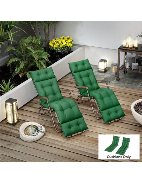 Outsunny Set of Two 190 x 56cm Sun Lounger Cushions - Green - pic 196962 | FastDaddyshop