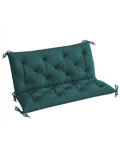 Outsunny 2 Seater Bench Pad, Garden Chair Cushion with Back and Ties for Indoor and Outdoor Use, 98 x 100 cm, Green
