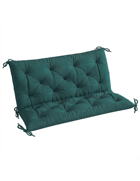 Outsunny 2 Seater Bench Pad, Garden Chair Cushion with Back and Ties for Indoor and Outdoor Use, 98 x 100 cm, Green - pic 196963 | FastDaddyshop