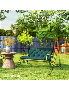 Outsunny 2 Seater Bench Pad, Garden Chair Cushion with Back and Ties for Indoor and Outdoor Use, 98 x 100 cm, Green 2