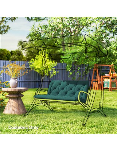 Outsunny 2 Seater Bench Pad, Garden Chair Cushion with Back and Ties for Indoor and Outdoor Use, 98 x 100 cm, Green