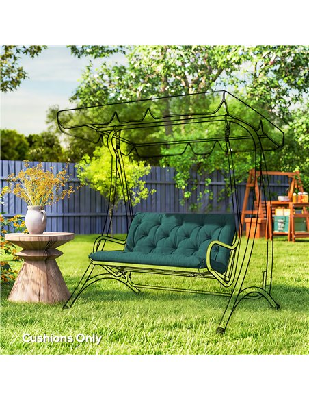 Outsunny 2 Seater Bench Pad, Garden Chair Cushion with Back and Ties for Indoor and Outdoor Use, 98 x 100 cm, Green - pic 196964 | FastDaddyshop