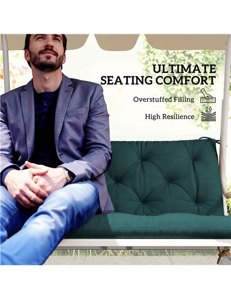 Outsunny 2 Seater Bench Pad, Garden Chair Cushion with Back and Ties for Indoor and Outdoor Use, 98 x 100 cm, Green - pic 196967 | FastDaddyshop