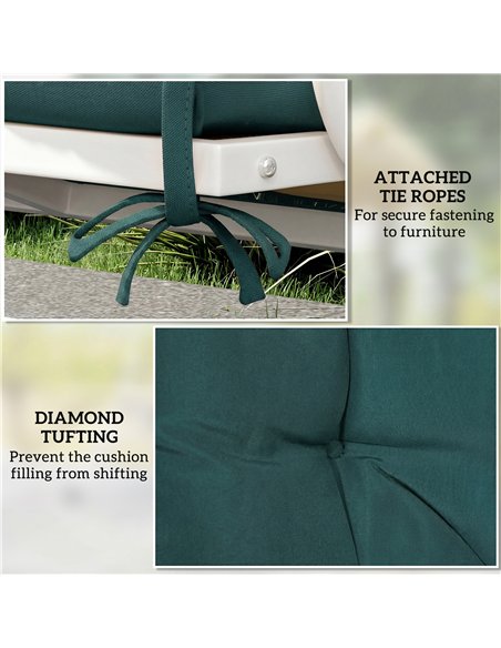 Outsunny 2 Seater Bench Pad, Garden Chair Cushion with Back and Ties for Indoor and Outdoor Use, 98 x 100 cm, Green - pic 196968 | FastDaddyshop