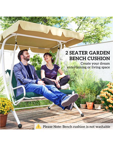 Outsunny 2 Seater Bench Pad, Garden Chair Cushion with Back and Ties for Indoor and Outdoor Use, 98 x 100 cm, Green - pic 196969 | FastDaddyshop