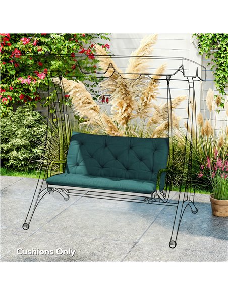 Outsunny 2 Seater Bench Pad, Garden Chair Cushion with Back and Ties for Indoor and Outdoor Use, 98 x 100 cm, Green - pic 196970 | FastDaddyshop