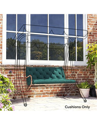 Outsunny 2 Seater Bench Pad, Garden Chair Cushion with Back and Ties for Indoor and Outdoor Use, 98 x 100 cm, Green