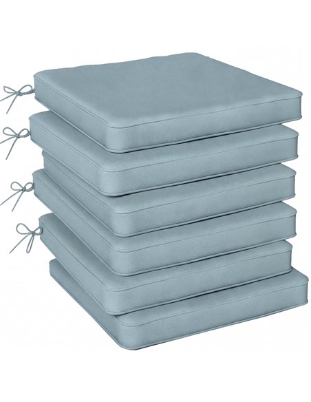 Outsunny Set of 6 Chair Cushion Seat Pads Dining Chair w/ Straps, Indoor Outdoor Removable Tie On Garden Patio, Light Grey - pic 196972 | FastDaddyshop