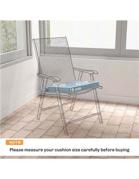 Outsunny Set of 6 Chair Cushion Seat Pads Dining Chair w/ Straps, Indoor Outdoor Removable Tie On Garden Patio, Light Grey - pic 196974 | FastDaddyshop