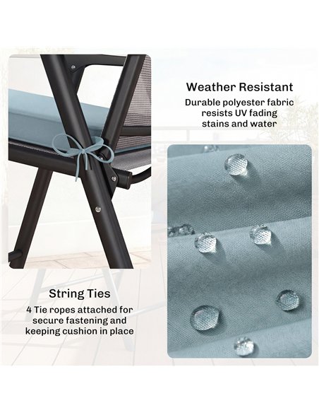 Outsunny Set of 6 Chair Cushion Seat Pads Dining Chair w/ Straps, Indoor Outdoor Removable Tie On Garden Patio, Light Grey - pic 196976 | FastDaddyshop