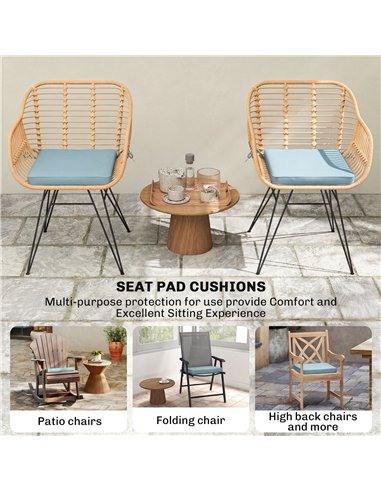 Outsunny Set of 6 Chair Cushion Seat Pads Dining Chair w/ Straps, Indoor Outdoor Removable Tie On Garden Patio, Light Grey