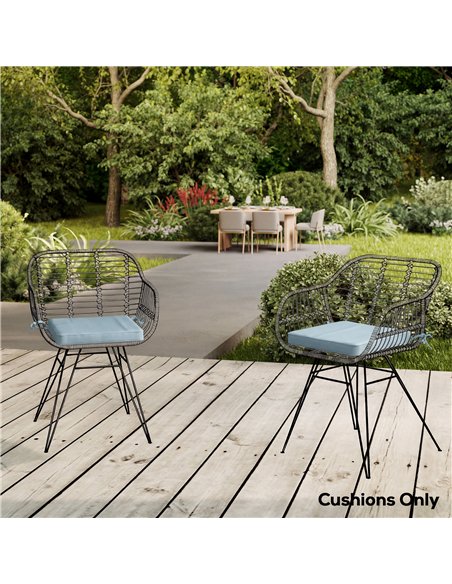 Outsunny Set of 6 Chair Cushion Seat Pads Dining Chair w/ Straps, Indoor Outdoor Removable Tie On Garden Patio, Light Grey - pic 196978 | FastDaddyshop